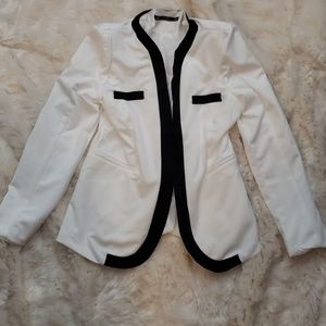 White and Black Trimmed Blazer